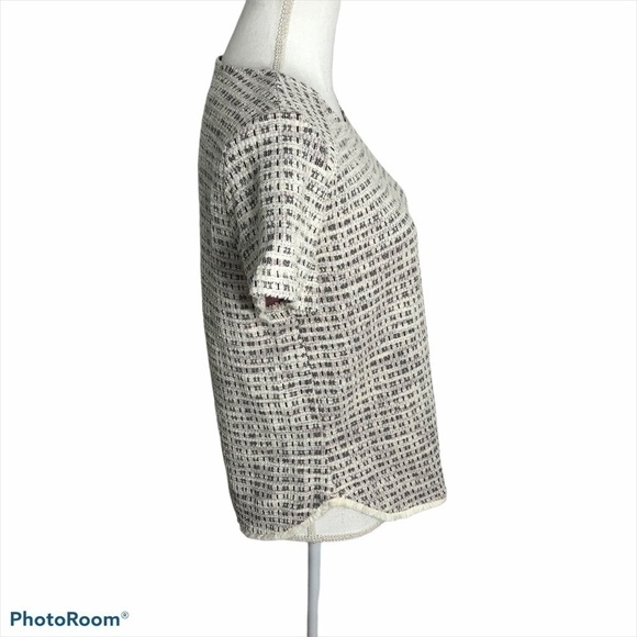 W5 Tweed Back Exposed Zipper Short Sleeve Top NWT Small Shirt Blouse Black - Picture 3 of 8
